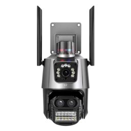 Camera de supraveghere dubla WIFI 8MP exterior/interior Ultra HD 5X zoom rotire alarma senzor miscare AX
