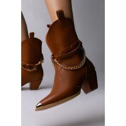 Ciocate Bushra piele naturala maro cu accesorii aurii