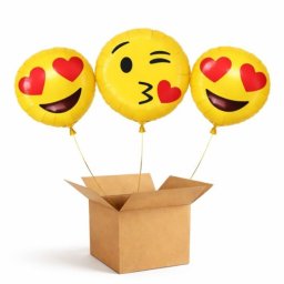 Buchet 3 baloane folie Emoji cu heliu 45cm