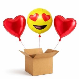 Buchet 3 baloane emojie si inimi