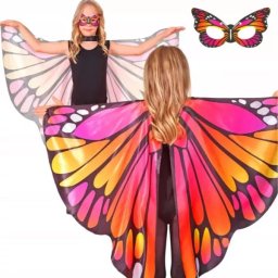 Accesorii costum: aripi de fluture și mască, roz.