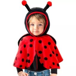 Costum de ponchou cu glugă din pluș Buburuză Kati - 98 cm