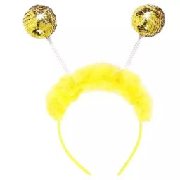 Accesoriu de costum: Diademă din pene aurii cu paiete.