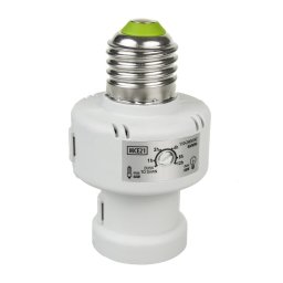 Suport bec Maclean, E27, max. 100W, cu senzor crepuscular, cronometru, alb, MCE21W