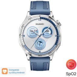 Smartwatch GT 5, 46MM, Tarnish Stainless Steel Case, Blue Woven Strap