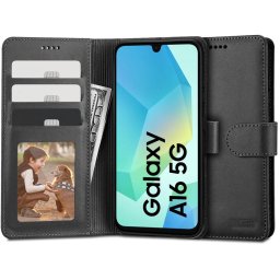 Husa Husă Tech-Protect Wallet pentru Samsung Galaxy A16 5G A166 / A16 4G A165, tip portofel, neagră