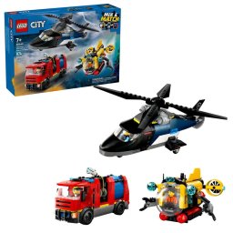 City Helicopter, Fire Truck & Submarine Remix ™ 60462 – 874 piese, 7+ ani