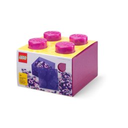 Cărămidă de depozitare 4 cu capac GLITTER TRANS ROZ ÎNCHIS