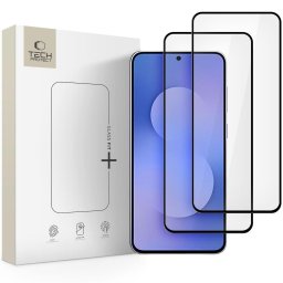 Sticlă securizată Tech-Protect Glass Fit+ pentru Galaxy S25 FE, pachet 2 bucăți, rezistență 9H, neagră