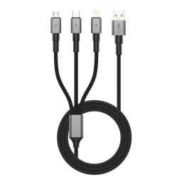 Cablu Tech Protect UltraBoost DNA 3 in 1 Lightning Type C Micro USB 3A 120cm Iron Grey