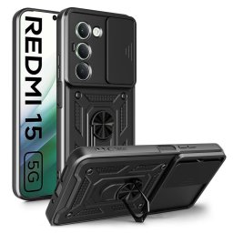 Husa Husă Tech-Protect CamShield Pro pentru Xiaomi Redmi 15 4G / 5G, protecție cameră cu slider, neagră