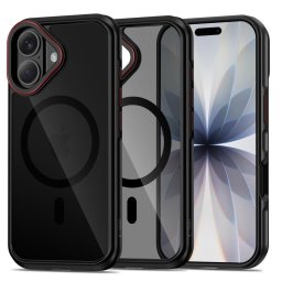 Husa Husă Tech-Protect Maghybrid MagSafe pentru iPhone 17, protecție hibridă, compatibilă MagSafe, negru/roșu