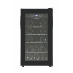 Racitor de vinuri HRV-A52DRM18, 55 l, Clasa G, 18 sticle 750 ml, Display LED, 4 rafturi metalice cromate, H 67 cm Negru