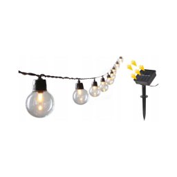 Ghirlandă solară decorativă cu 30 LED, 8 funcții, acumulator 500 mAh, 10,6 m, IP67, alb cald