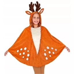Costum poncho cu glugă, ren - mărime unică