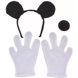 Accesorii costum de șoarece: urechi, nas și mănuși.