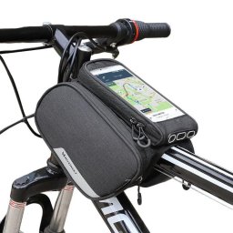Wozinsky Geanta Bicicleta cu Husa pentru Telefon Impermeabila Black (cablu jack inclus, pana la 6.5 inch, 1.5l)