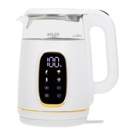 Fierbator AD 1305, 1850/2200 W, 1,7 l, Control tactil, Afisaj LCD color, 5 setari temperatură 40-100°C, Filtru antidecantare, Alb