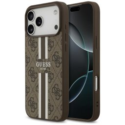 Husa Husa pentru iPhone 17 Pro Max - Guess Hardcase 4G Printed Stripes MagSafe (GUHMP17XP4RPSW) - Brown