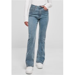 Femei Highwaist Straight Slit Denim Pants - Albastru