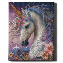 Set goblen cu diamante, cu sasiu, Unicorn magic, 40x50 cm