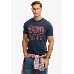 Superdry & Co Tricou 'Vintage Prep' albastru marin / roz