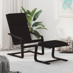 Scaun de relaxare cu taburet, negru, textil GartenMobel Dekor