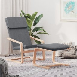 Scaun de relaxare cu taburet, gri deschis, textil GartenMobel Dekor
