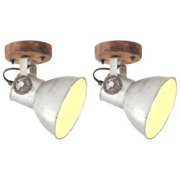 Lampi de perete/tavan industriale argintiu 2 buc 20x25 cm E27 GartenMobel Dekor