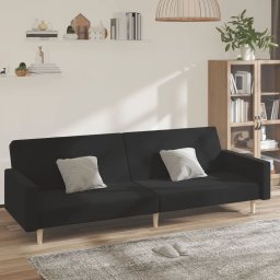 Canapea extensibila cu 2 locuri, negru, material textil GartenMobel Dekor