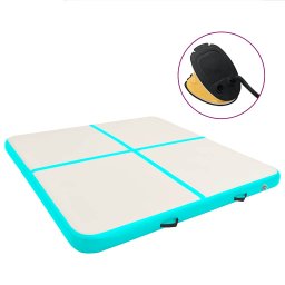 Saltea gimnastica gonflabila cu pompa verde 200x200x10 cm PVC GartenMobel Dekor