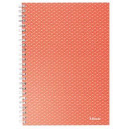 Caiet de birou Esselte Colour'Breeze, carton, reciclabil, certificare FSC, A5, 80 coli, cu spira, matematica, corai