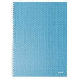 Caiet de birou Esselte Colour'Breeze, carton, reciclabil, certificare FSC, A4, 80 coli, cu spira, dictando, albastru