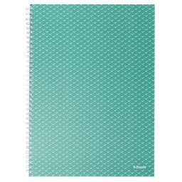 Caiet de birou Esselte Colour'Breeze, carton, reciclabil, certificare FSC, A4, 80 coli, cu spira, dictando, verde