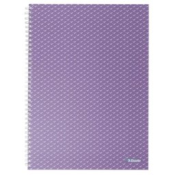 Caiet de birou Esselte Colour'Breeze, carton, reciclabil, certificare FSC, A4, 80 coli, cu spira, dictando, lavanda