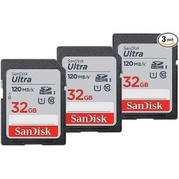 Card memorie SANDISK ULTRA 32GB SDHC Card memorie, Citire 120MB/S, 3 bucati, Negru