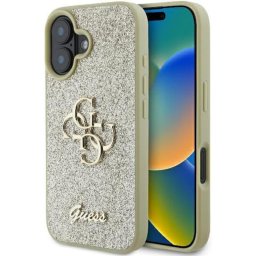 Husa Husa pentru iPhone 16 - Guess Glitter Fixed Big 4G (GUHCP16SHG4SGD) - Gold
