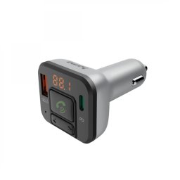 HAMA Bluetooth FM-transmitter/szivargyújtó încărcător - USB +Type-C + MP3 + cititor card + PD + QC 3.0 - Argintiu / negru