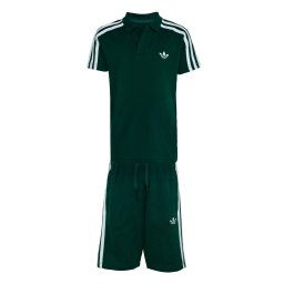 ADIDAS ORIGINALS Set 'POLO SHORT TEE' verde închis / alb