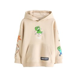 Next Bluză de molton 'Minecraft' gri piatră / verde limetă / portocaliu / alb