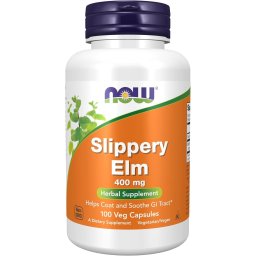 Ulm Alunecos (Slippery Elm) pentru Digestie si Protectia Mucoasei - NOW Foods - 400 mg - 100 Capsule