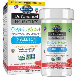Probiotic Copii cu Vitamina C Naturala si D3 - Probiotic Kids+ - Garden of Life - 30 tablete masticabile, Watermelon