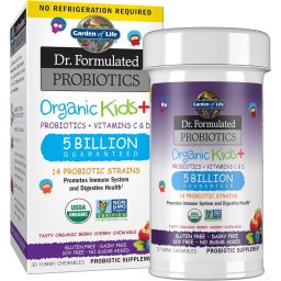 Probiotic Copii cu Vitamina C Naturala si D3 - Probiotic Kids+ - Garden of Life - 30 tablete masticabile, Berry Cherry