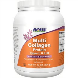 MultiColagen Hidrolizat Pudra Tip 1, 2, 3 cu Vitamina C si Extract de Samburi de Struguri - Now Foods - 454 grame