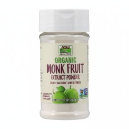Indulcitor Monk Fruit Organic cu Zero Calorii - Extract din Fructul Calugarului Natural - NOW Foods, Pudră 19.85 grame