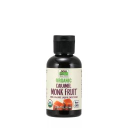 Indulcitor Monk Fruit Organic cu Zero Calorii - Extract din Fructul Calugarului Natural - NOW Foods, Caramel-Lichid 53 ml