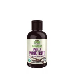 Indulcitor Monk Fruit Organic cu Zero Calorii - Extract din Fructul Calugarului Natural - NOW Foods, Vanilie-Lichid 53 ml