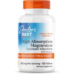 Magneziu Bisglicinat cu Absorbtie Ridicata pentru Sistemul Nervos si Muschi - Doctor's Best, 120 capsule