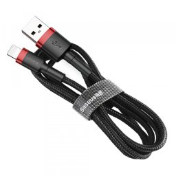 Cablu Date si Incarcare USB-A - Lightning Baseus Cafule, 18W, 2m, Rosu CALKLF-C19