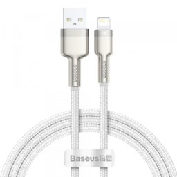 Cablu Date si Incarcare USB-A - Lightning Baseus Cafule Metal Series, 18W, 1m, Alb CALJK-A02